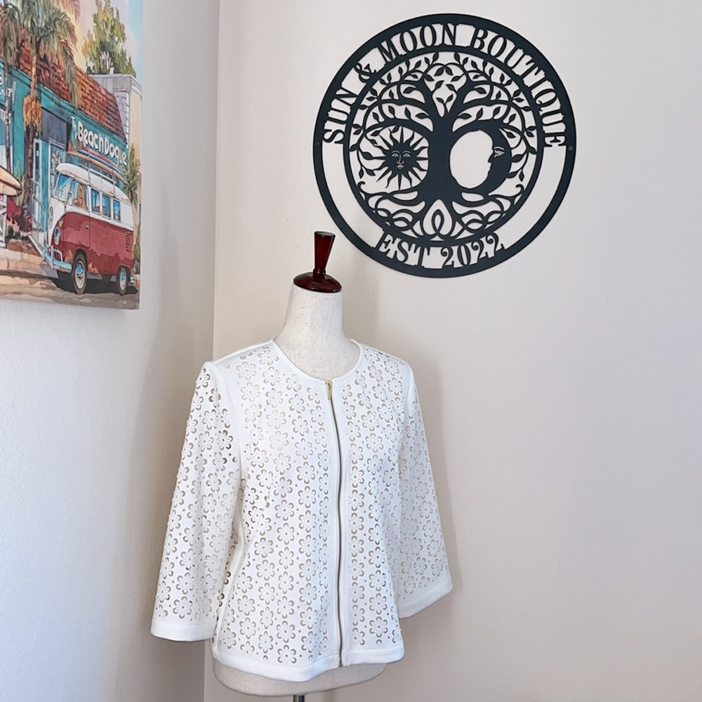Ruby Rd. Floral Cut Out Short Cardigan/Jacket - Picture 3 of 9
